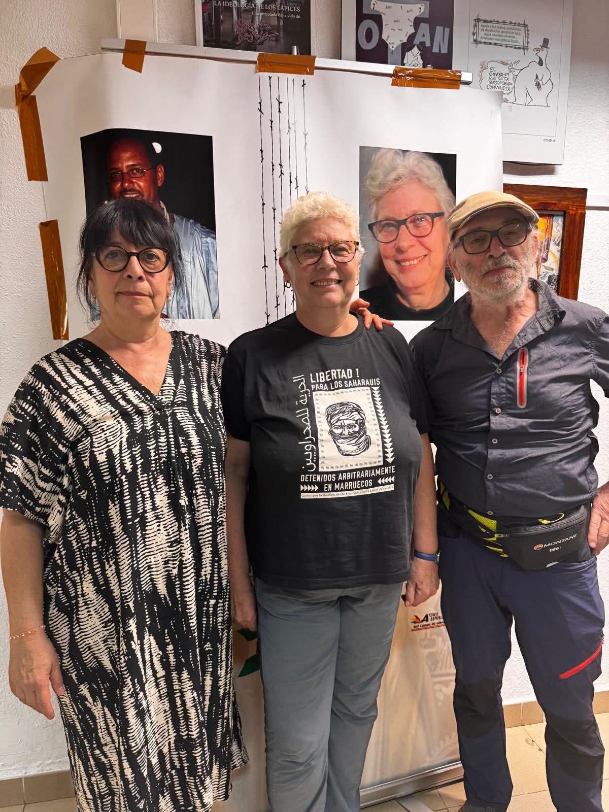 Claude Mangin, esposa del prisionero civil saharaui Naâma Asfari, miembro del grupo de Gdeim Izik con miembros de la Marcha Internacional Claude Mangin, esposa del prisionero civil saharaui Naâma Asfari, miembro del grupo de Gdeim Izik