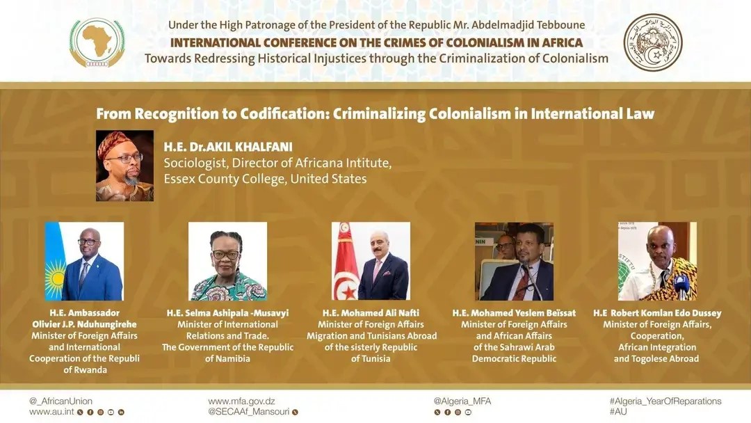 ministros de Asuntos Exteriores de varios países africanos en Conferencia Internacional sobre los Crímenes Coloniales,