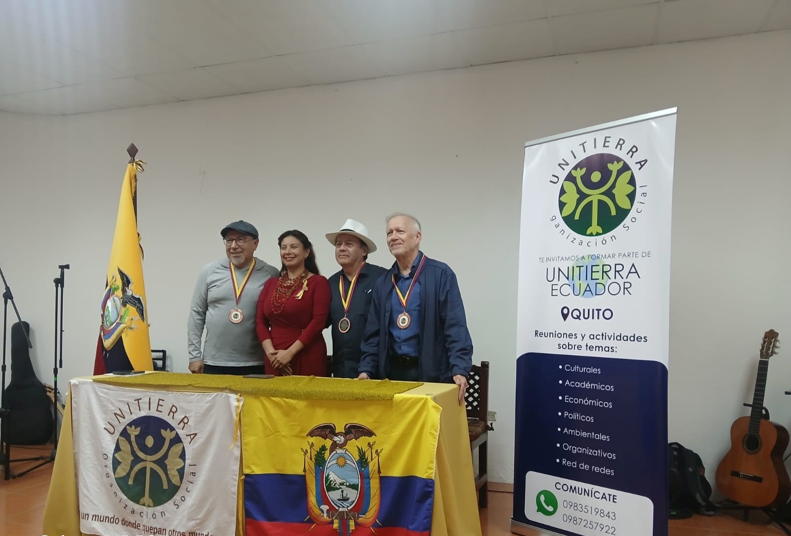 (Orlando Pérez, Verónica Naranjo, Pablo de la Vega y Hernán Reyes) UNITIERRA - Organización Social ecuatoriana renueva su compromiso con la lucha del pueblo saharaui